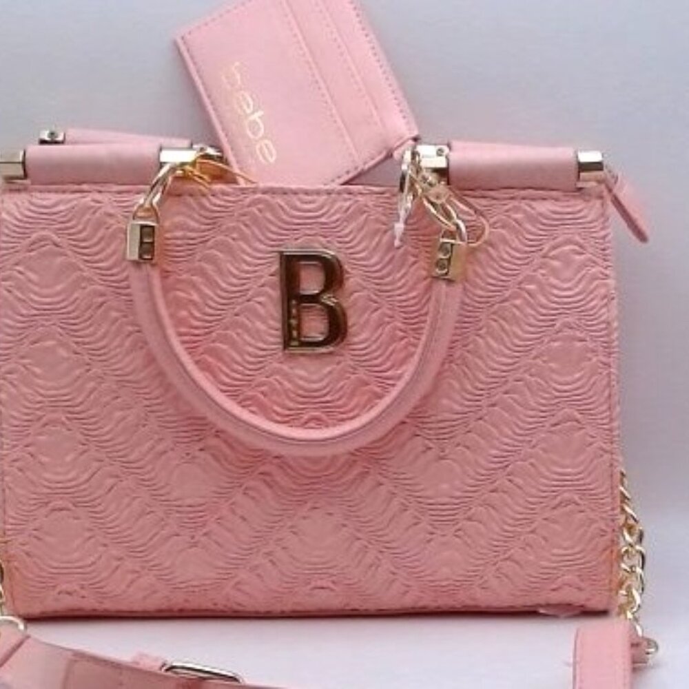 NWT Beautiful Pink Quilted Satchel Bag with Card Holder - Picture 6 of 7